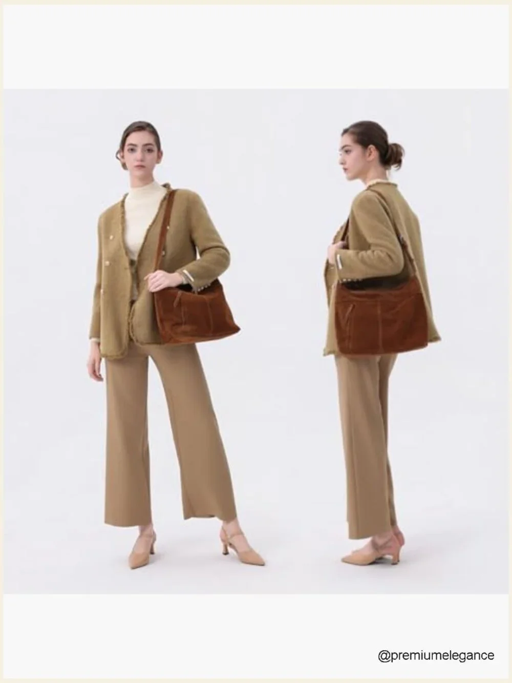 Slouchy Suede Leather Shoulder Crossbody Hobo Tote with Zip Top Pocket